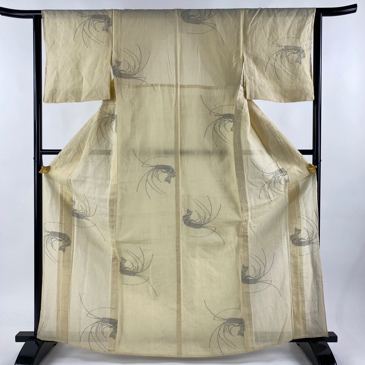 本場大島紬 泥染め 黒地に雪輪模様 9マルキ トールサイズ 袷 ガード