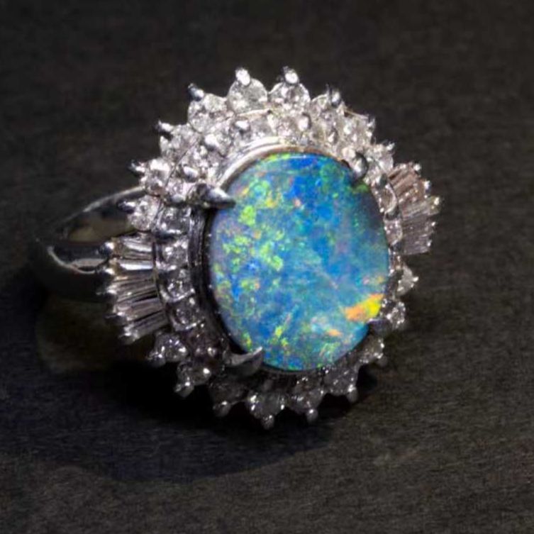 ボルダーオパール2.23ct ダイヤモンド0.62ct リング PT900 7号