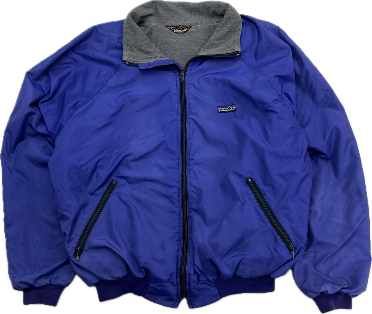 80s patagonia シェルジャケット ウォームアップ ジャケット L相当 ブルー ネイビー アウトドア ビンテージ パタゴニア C353