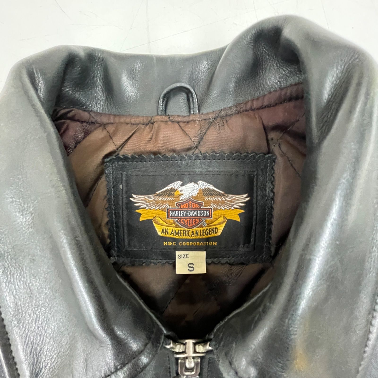 ハーレーダビッドソン 牛革シングルライダースジャケット 中古品 S 