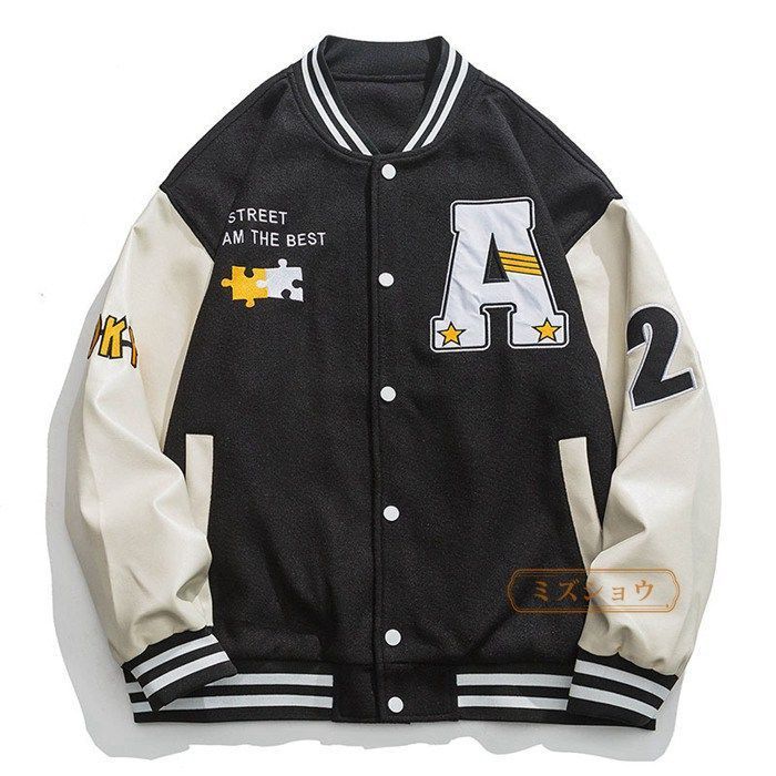 56%OFF】ACE FLAG アウター 長袖 スタジャン ブルゾン レザー