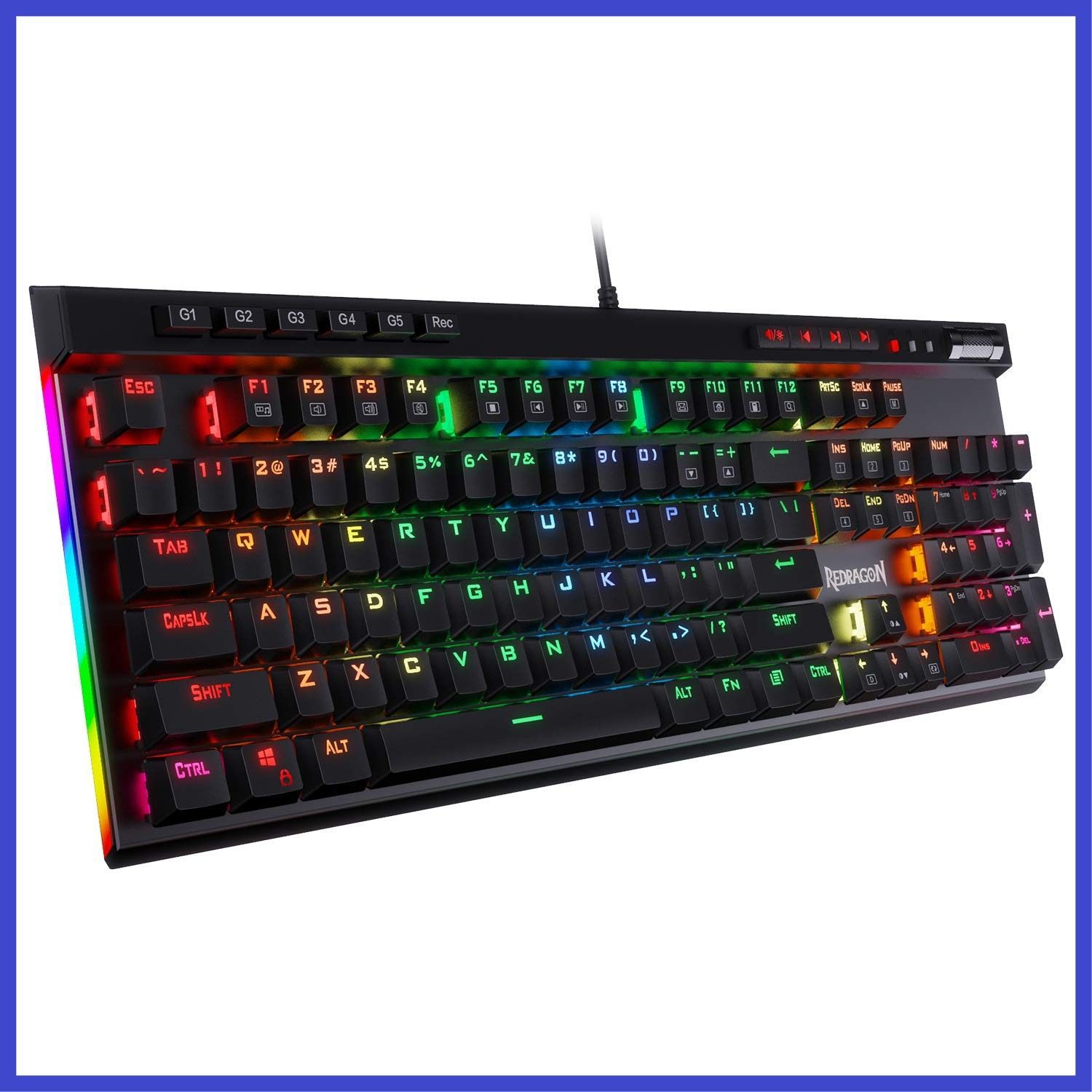 Redragon K580 VATA RGB LEDバックライト付きメカニカルゲーミングキーボード｜マクロキー＆ メディアコントロール付き｜ホットスワップ対応ソケット｜オンボードマクロ録音｜ブルースイッチ