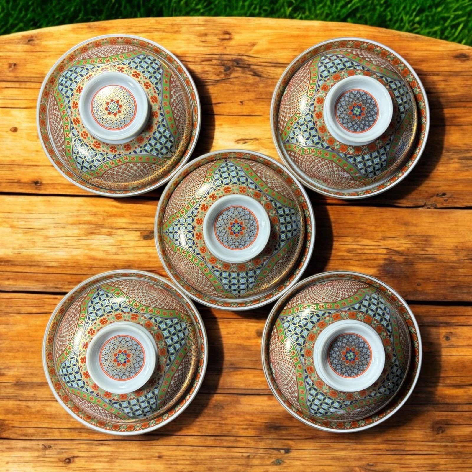 海うー』 美濃焼 庫山窯 金彩 蓋付 丼 5杯 美濃焼 黒い