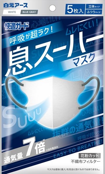 まとめ買い-80点セット 快適ガード 息スーハーマスク ５枚入 白元 マスク