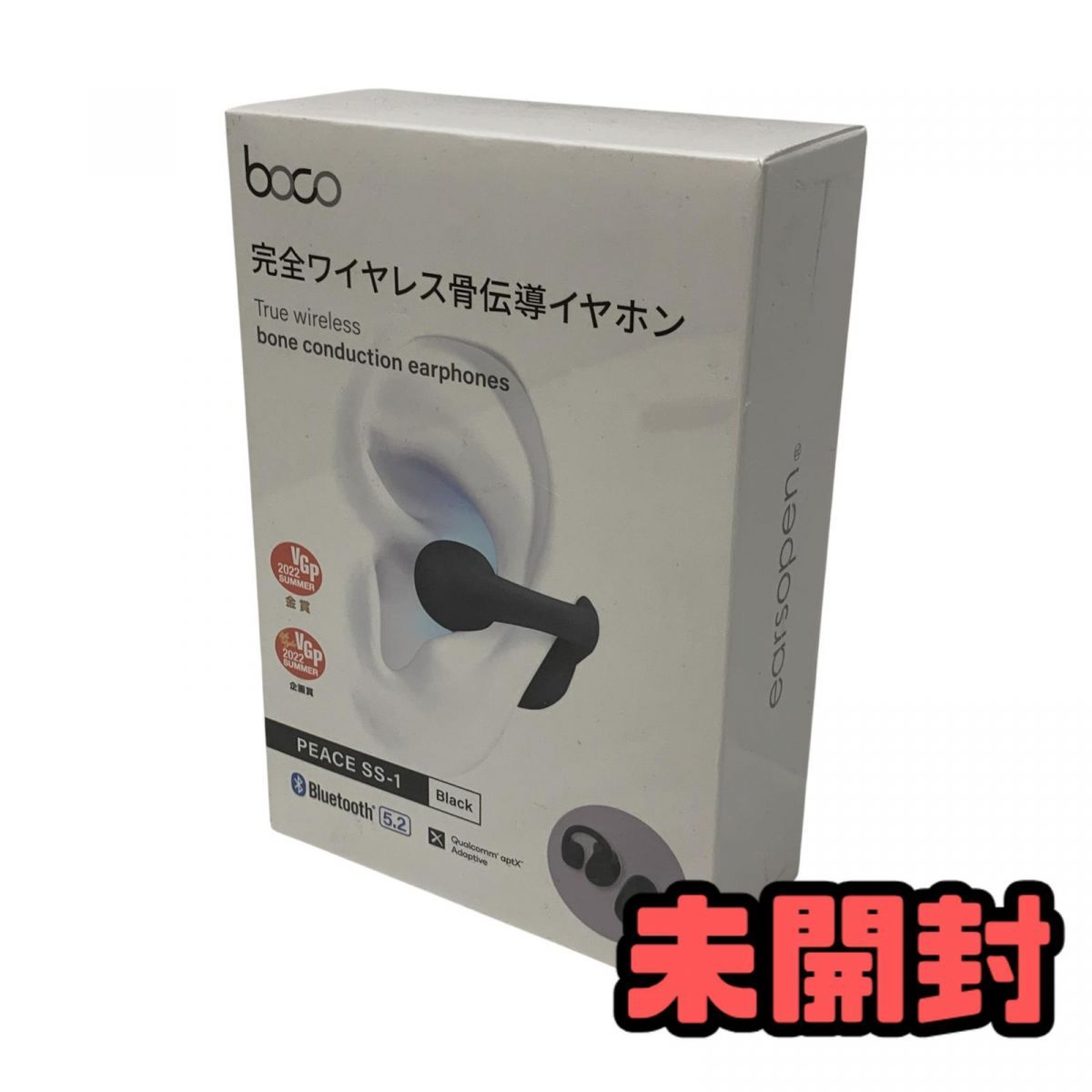 未開封 ワイヤレスイヤホン BoCo earsopen PEACE 骨伝導 ブラック SS-1 AMK839172相