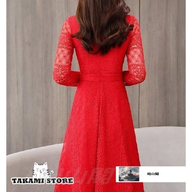  結婚式 お呼ばれ パーティードレス 20代 30代 40代 50代 総レース 大きいサイズ 3 L 袖あり 長袖 黒 赤 ドレス ワンピース フォーマル ミモWP数量 価格926 パーティードレス ドレス ブライダル