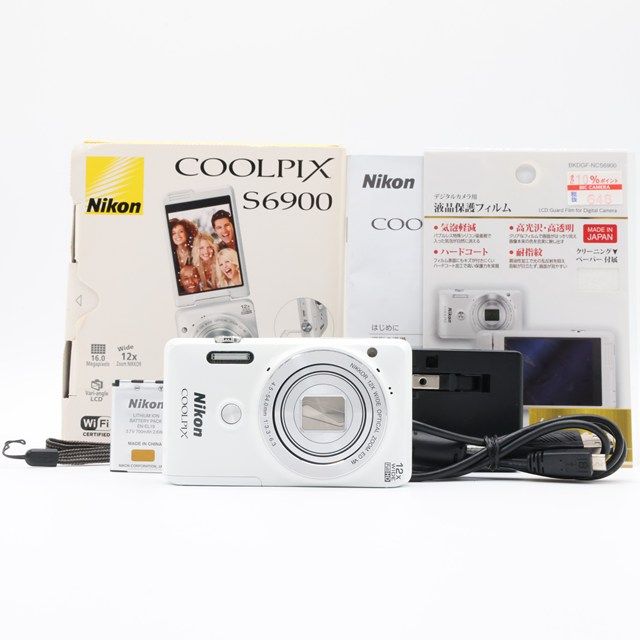 良品＞Nikon COOLPIX S6900 ナチュラルホワイト｜自撮り＆可動