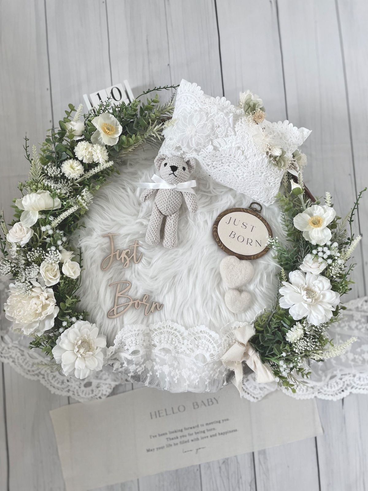 ニューボーンフォトセット ホワイトグリーン