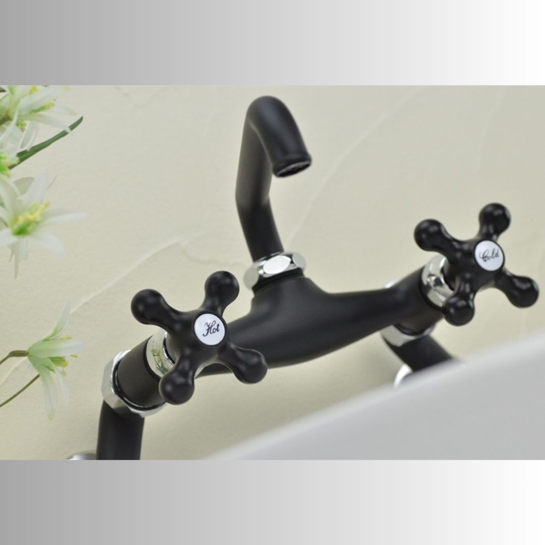 atelier DADA 品 2ハンドル混合栓 おしゃれ キッチン 洗面 マットブラック シルバー _ DD 124 105 DS