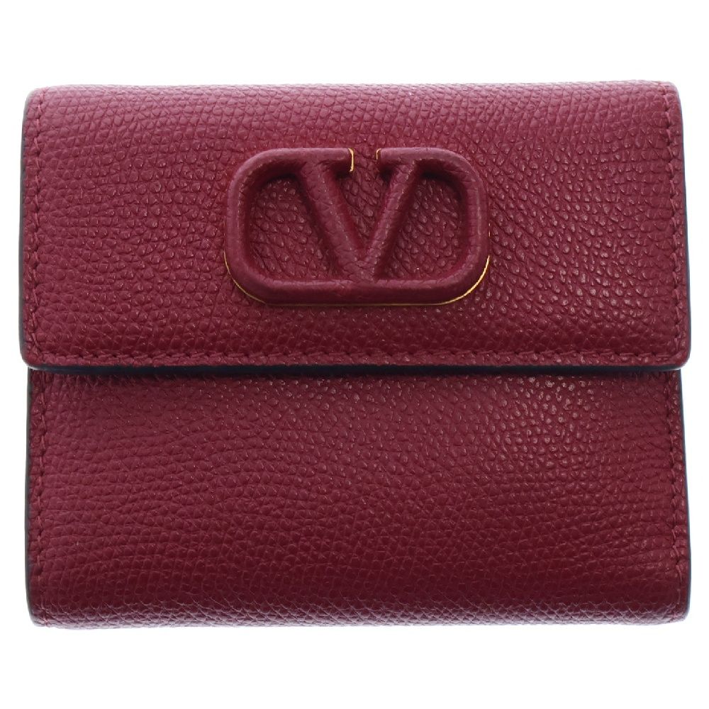 VALENTINO GARAVANI (ヴァレンチノガラヴァーニ) Vスリング 三つ折り レザーウォレット 財布 レッド