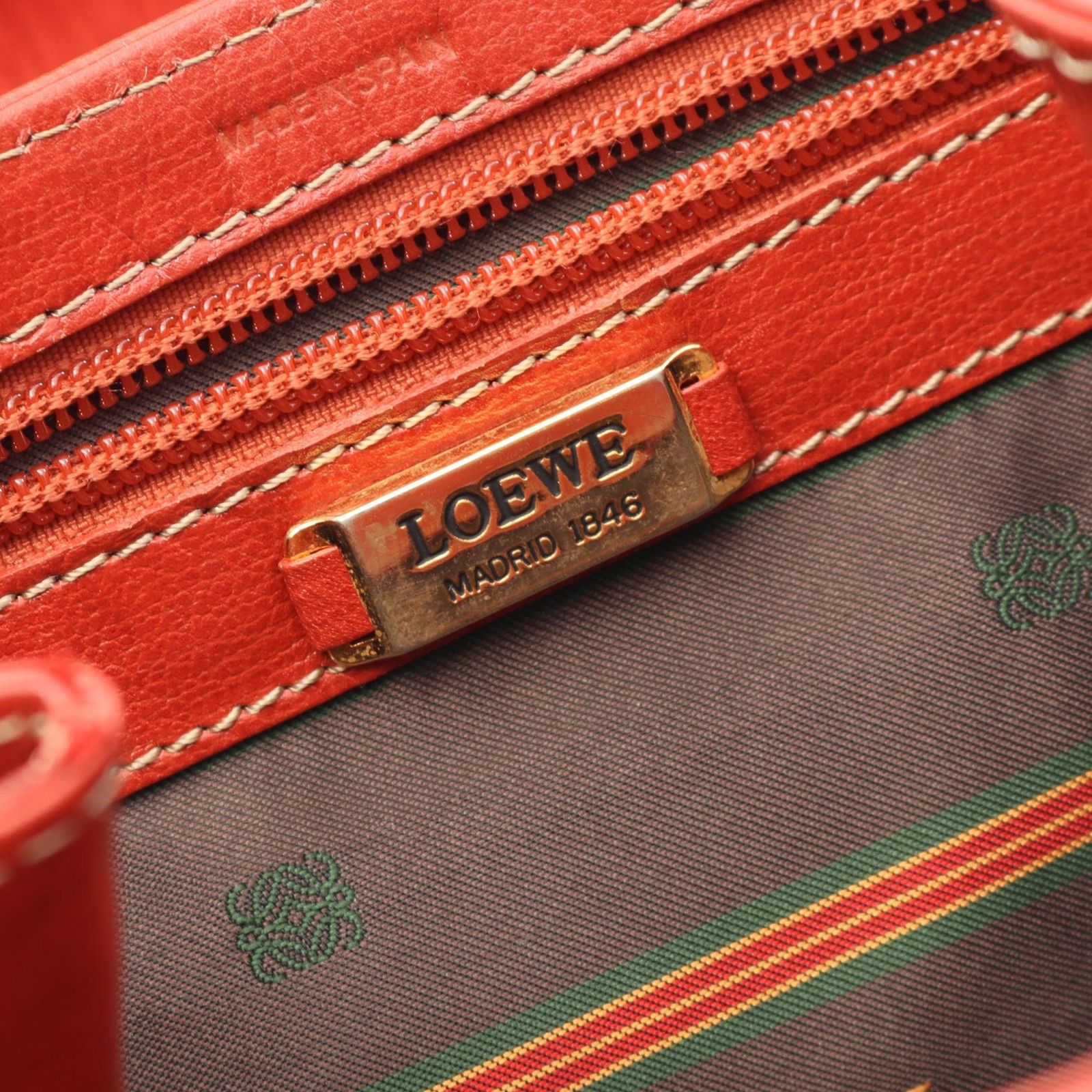■LOEWE■ トートバッグ　グリーン　オレンジ　レザー　ベラスケス　ツイスト ロエベ LOEWE ハンドバッグ ベラスケス オレンジ レザー レザー