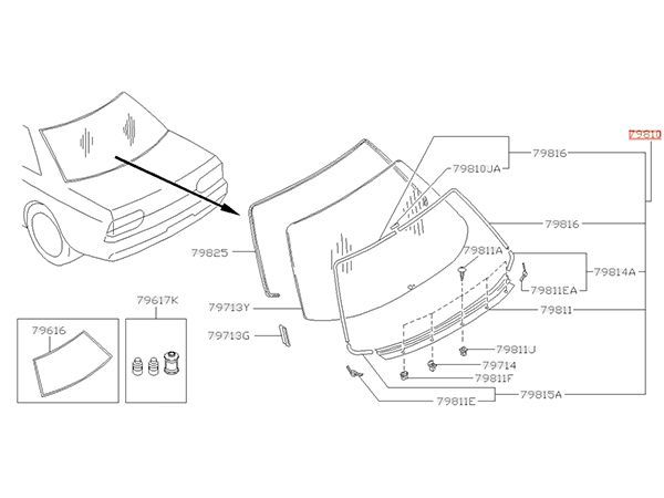 79750-04U10 R32 GT-R リアウィンドウモールセット 純正 79750-04U10 R32 GT-R リアウィンドウモールセット 純正 - メルカリ