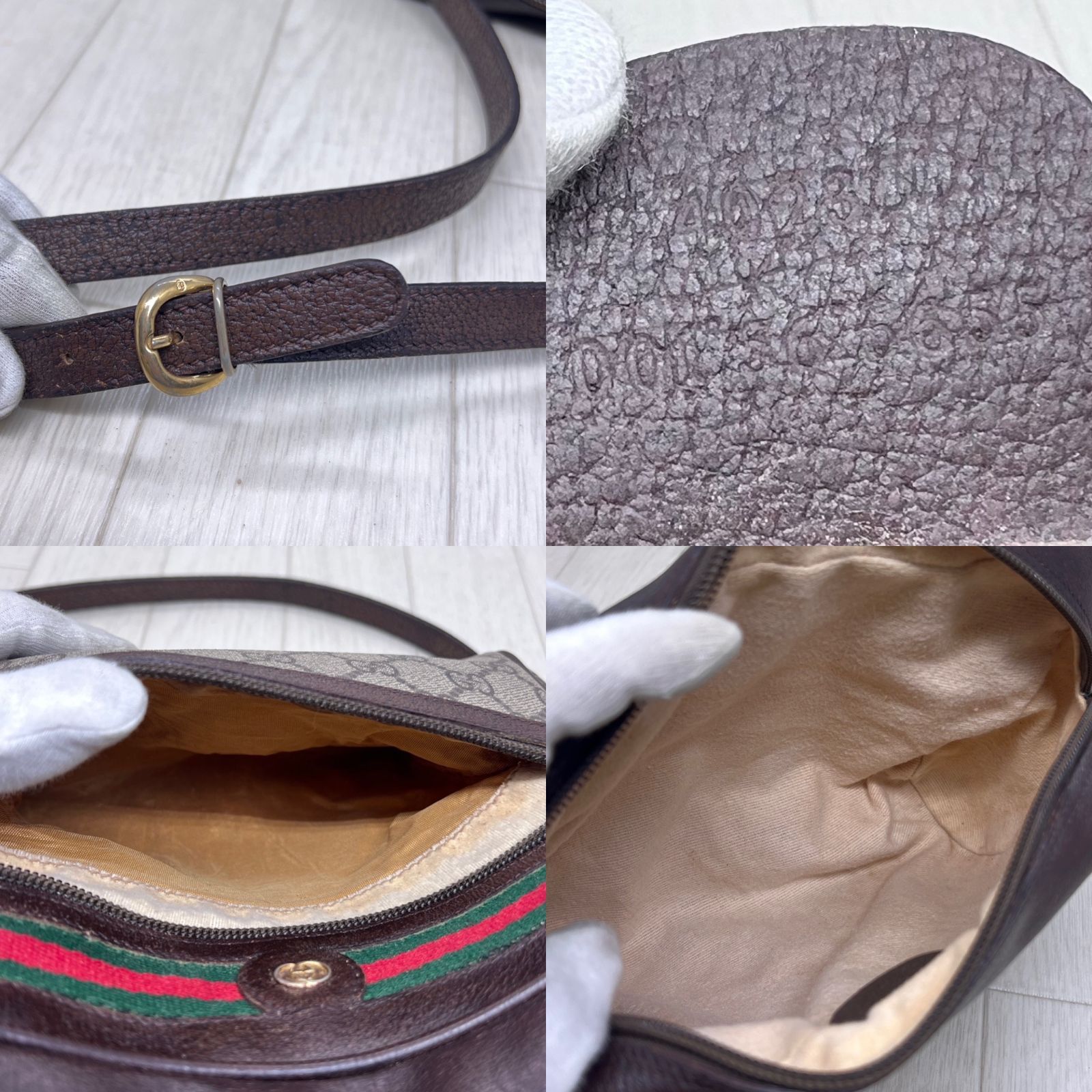 美品】GUCCI×オールドグッチ斜めがけPVCシェリーライン 美品】GUCCI×オールドグッチ斜めがけPVCシェリーライン