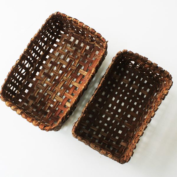 美品 福島県 山葡萄 山ぶどう 四ツ目編み お弁当箱 /ナチュラル 伝統