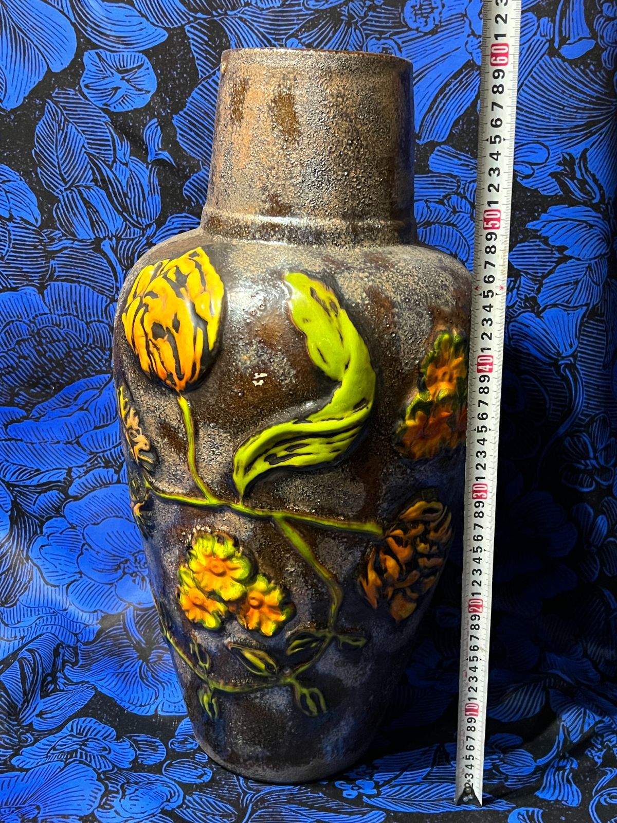 西ドイツ 花瓶 ビンテージ 大型花瓶 花柄 フラワーベース ファットラバ