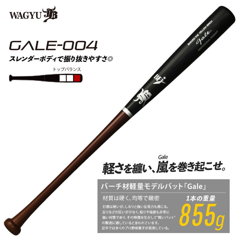 和牛JB バーチ材硬式木製バット Gale ゲイル 野球 軽量 中学硬式 高校 大学社会人 22FW GALE004