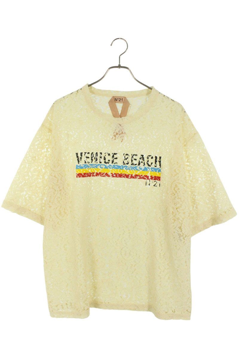 N°21 - 美品 N°21 ヌメロヴェントゥーノ VENICE BEACH 22S-G141-4123 プリントレース Tシャツ ベージュ M コットン他 レディース AY4165A20 楽天市場】【7/30限定・最大2万円OFFクーポン配布中】N°21