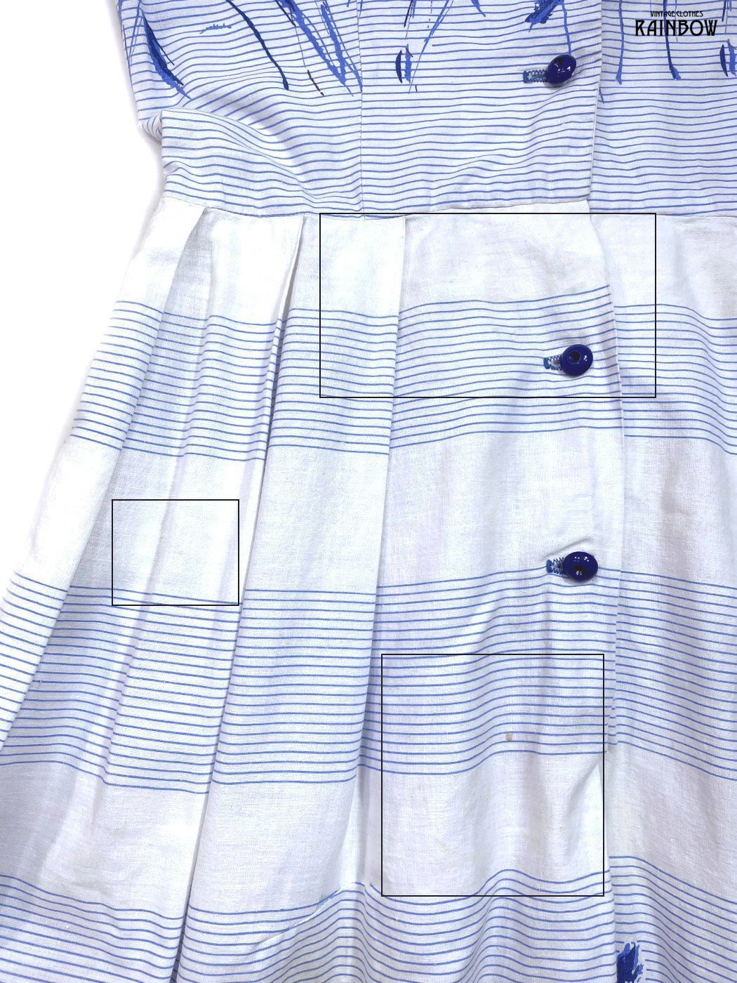 ★自由区・★コットン混 ボーダー柄風 ノースリーブワンピース 38★ライトグレー×ネイビー系★[サマーSALE]★19gb51 アメリカ 古着 花柄 ボーダー柄 コットン ノースリーブ ワンピース 青