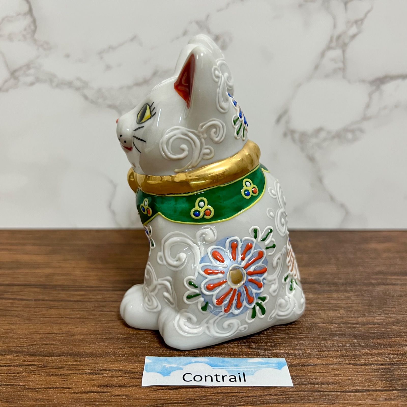 美品　九谷焼　金ぶち　招き猫　縁起物 楽天市場】九谷焼 4号招き猫 金ブチ ＜送料無料 置物 縁起物