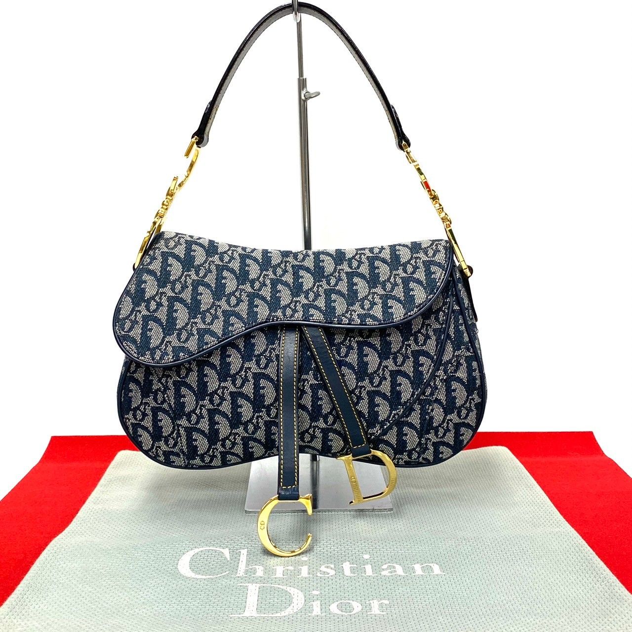 クリスチャンディオール Dior トロッター サドルポーチ ネイビー