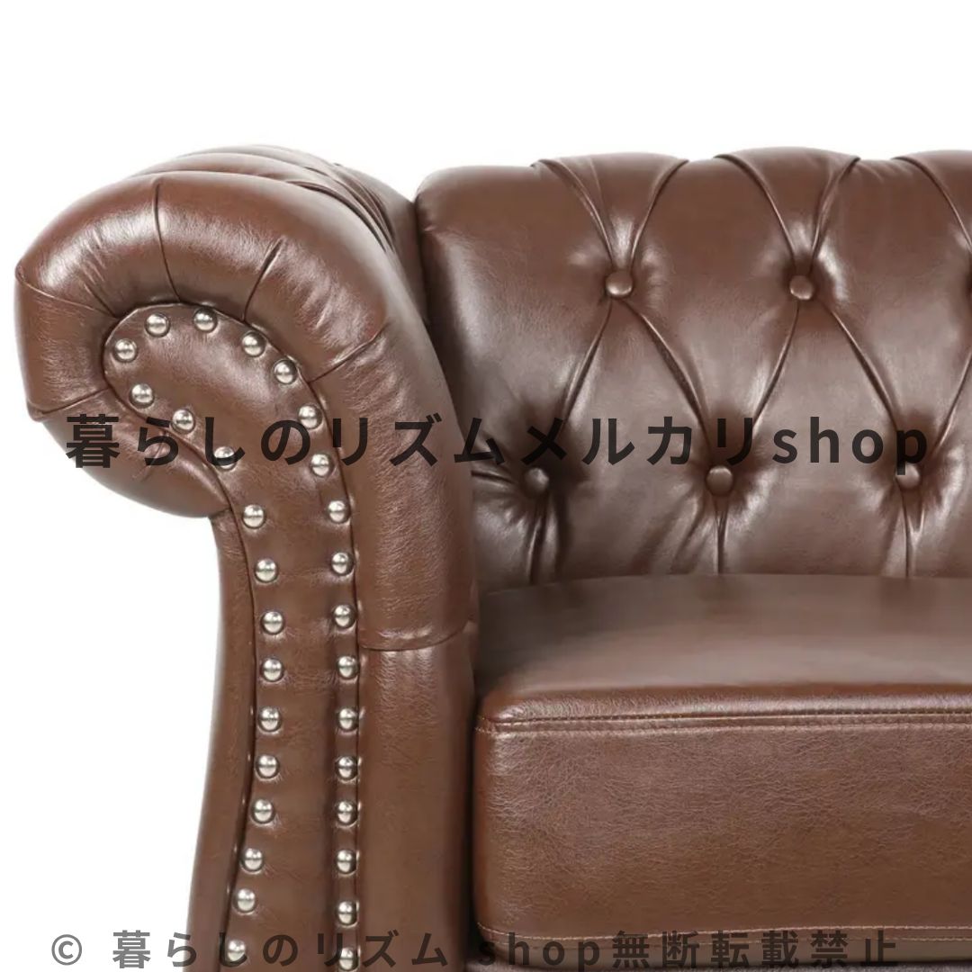 3人掛けソファー リビングルーム 北欧 ヴィンテージ 家具 アンティーク レザー 1人 一人 屋外 革 コンパクト コーナー 子供 3人 3人掛け 北欧 サイドテーブル 背もたれ クッション モダン コンテンポラリー 房付きボタン フェイクレザー ブラウン NEXPOTALLINN_EU