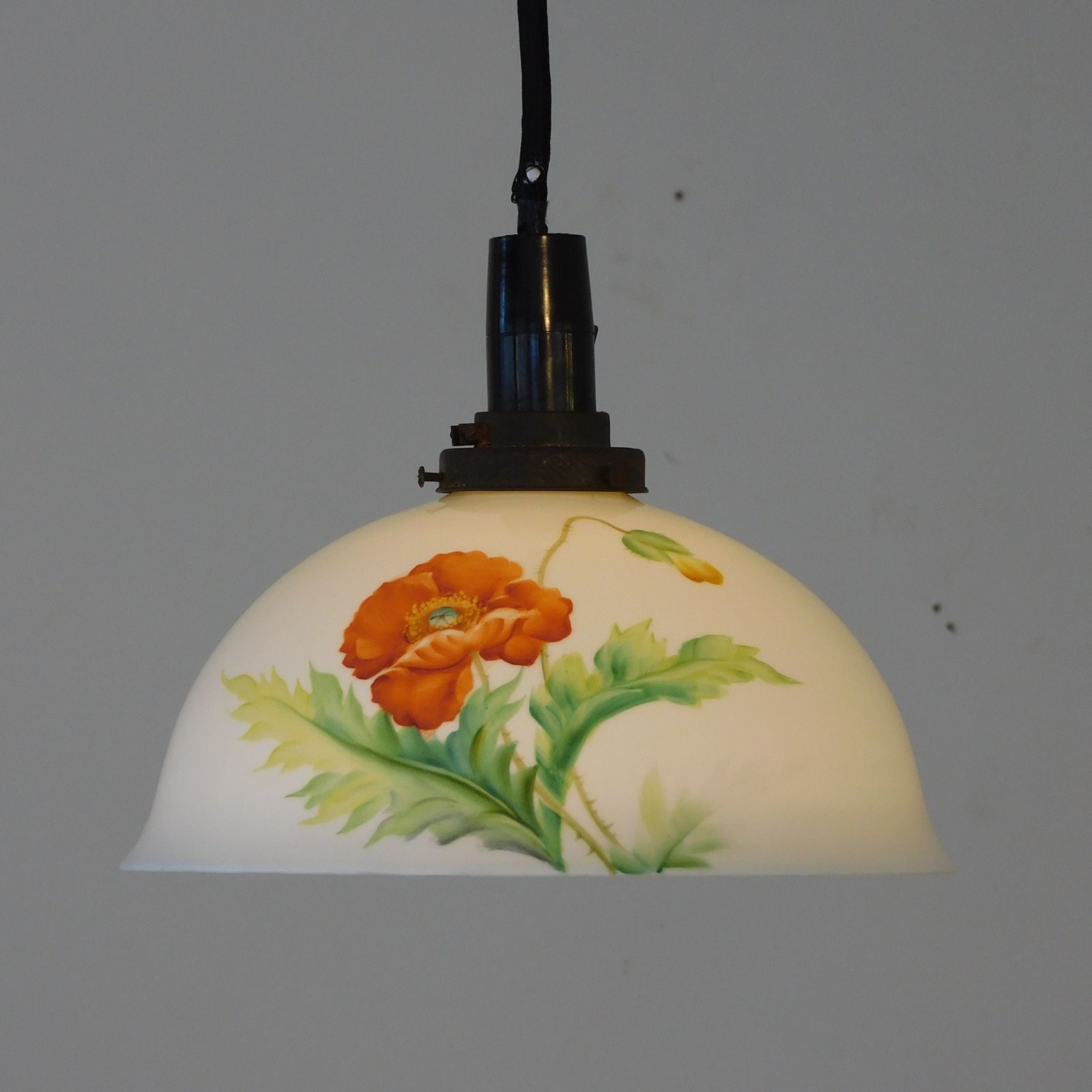 日陶 ノリタケ アールデコ 花の図 HK-a-05518 アンティーク 電傘 ランプシェード ランプセード 照明 シーリングライト ノリタケ