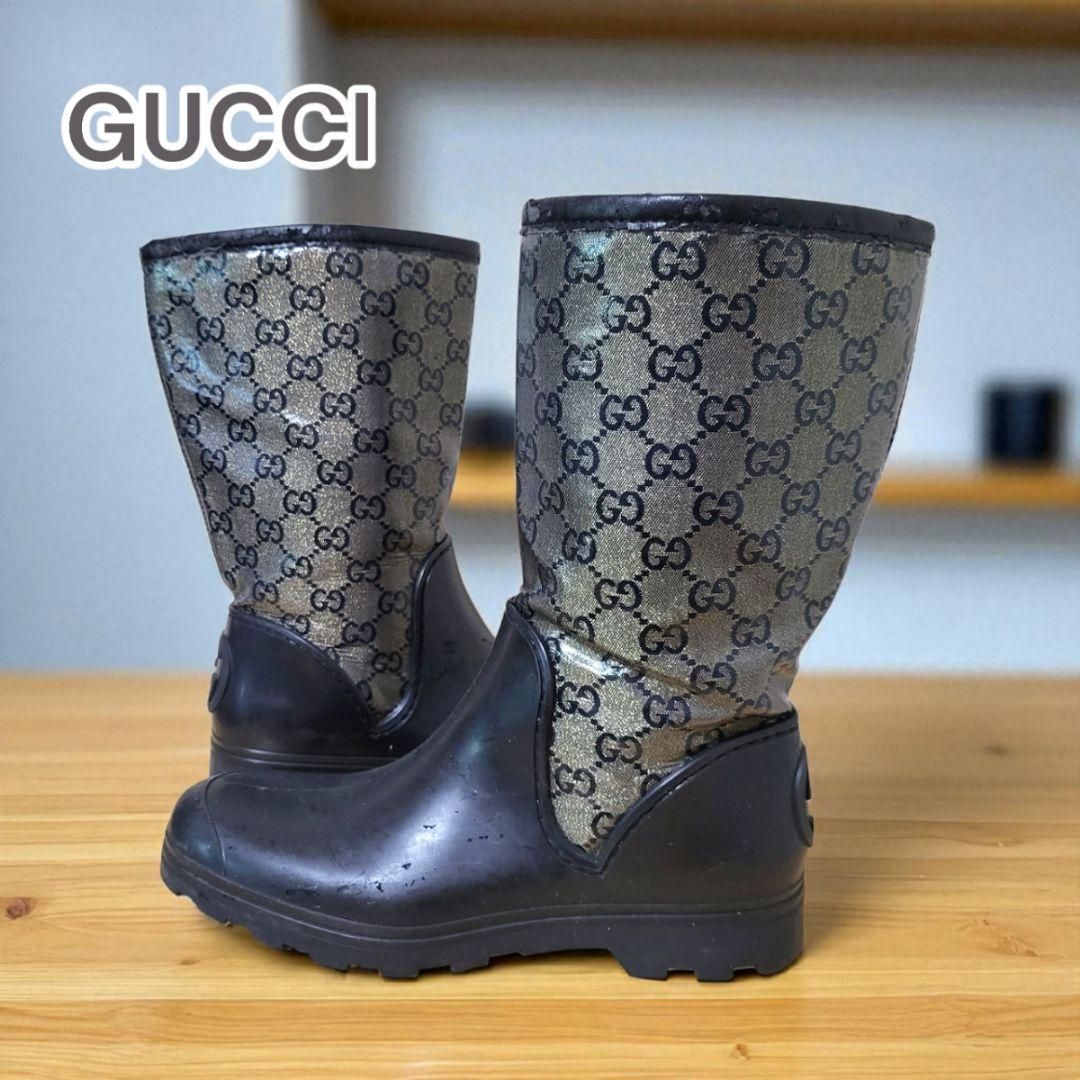GUCCI グッチ GG柄 レインブーツ ブラック