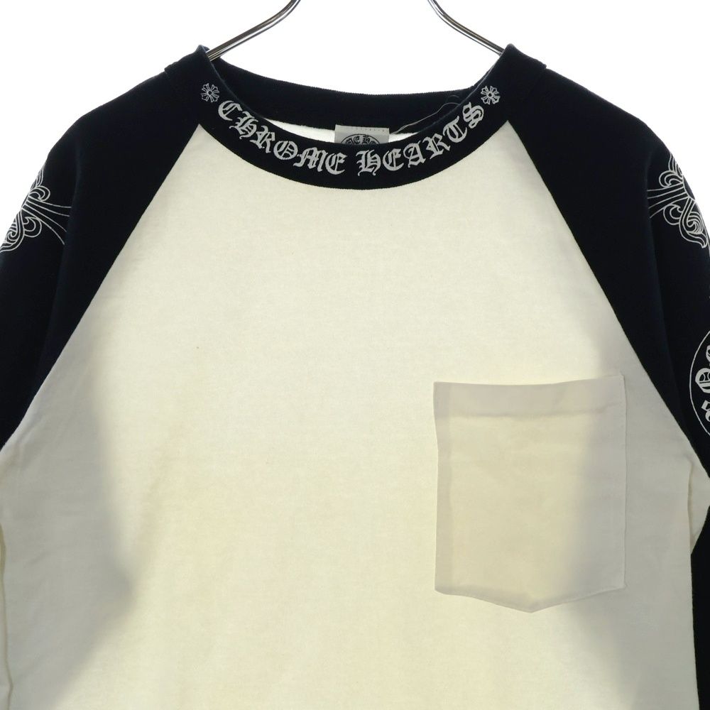 値下げ可能‼️CHROME HEARTS ラグランTシャツ S クロムハーツCHROME HEARTS□ネックロゴラグランカットソー Chrome