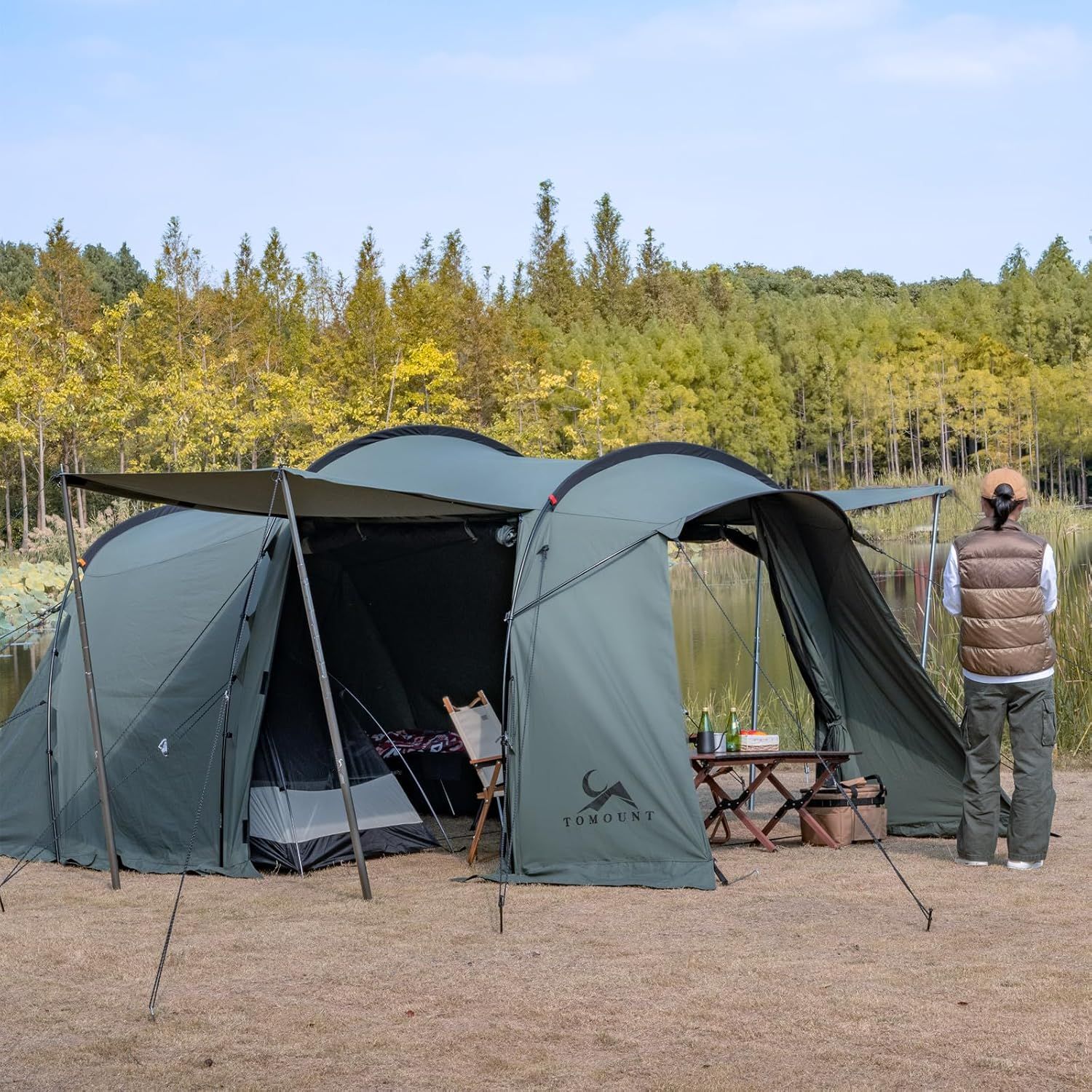 TOMOUNT TCトンネルテント 2-4人用 2ルームテント TCテント
