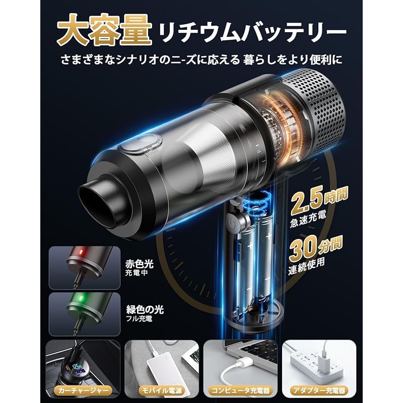 生活家電 【新登場】 ハンディクリーナー コードレス 26000Pa 強力吸引