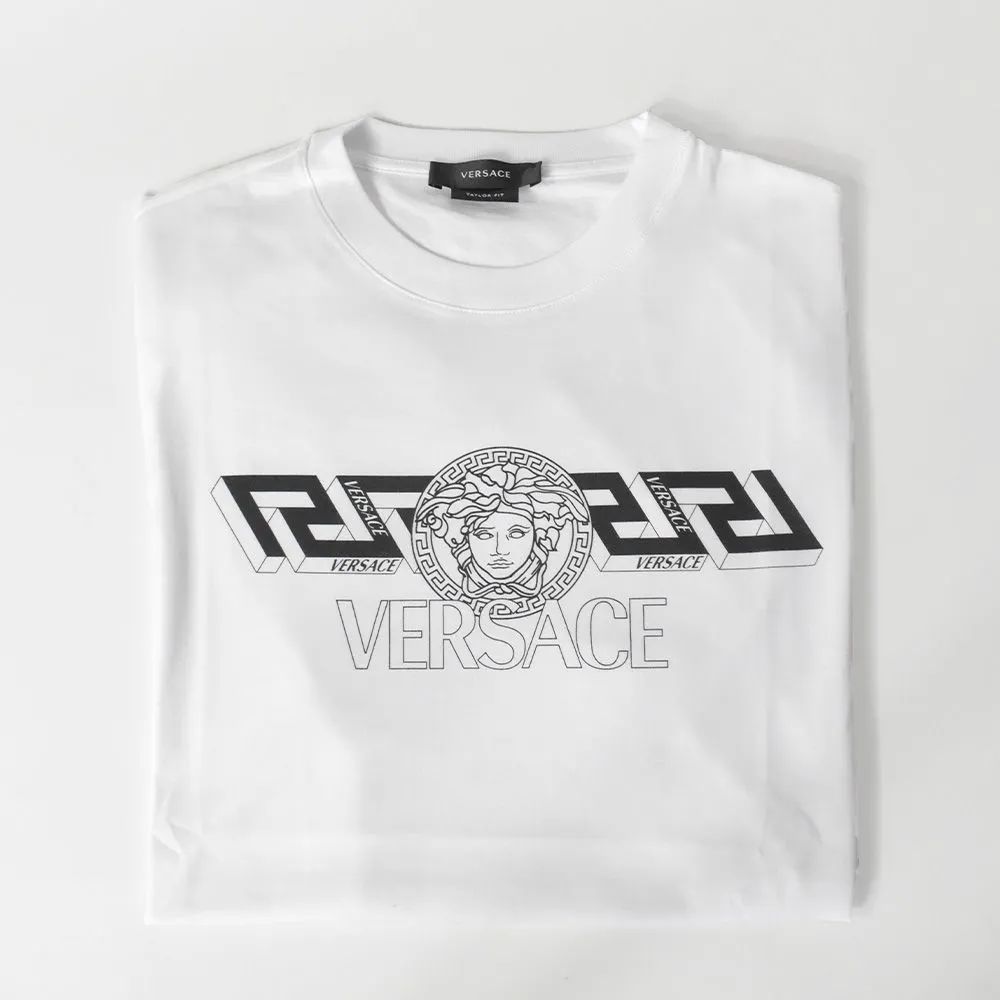 ヴェルサーチ Tシャツ ロゴ メンズ 半袖 ブランド 人気 おしゃれ VERSACE クルーネック ホワイト ブラック カットソー 白 黒  1003906 - メルカリ