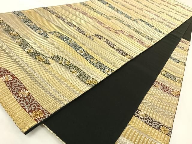 平和屋着物◎六通柄袋帯 蒔絵唐草文 金銀糸 正絹 逸品
