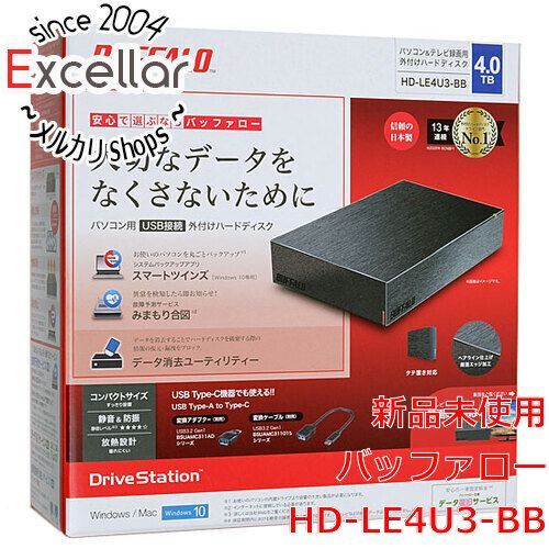 高品質好評 BUFFALO 外付けHDD HD-LE4U3-BB ブラック 4TB MDUn8