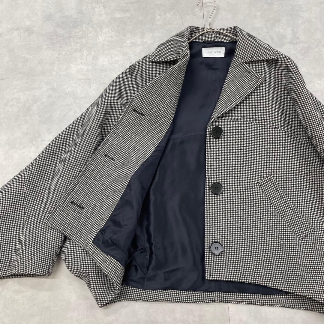 christian wijnants クリスチャンワイナンツ ショートコート ポンチョ チェック オーバーサイズ 36 ウール リトアニア製 SIROKUMA-CORPORATION_COM