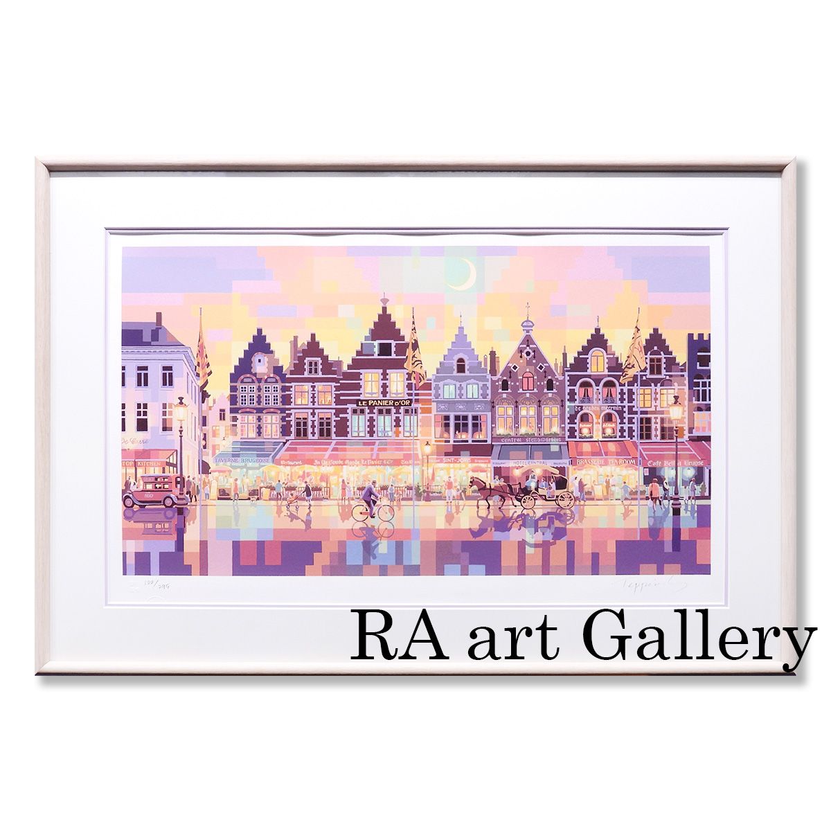 笹倉鉄平 ステップト ゲイブルズ 風景画 作家直筆サイン オランダ 街並み 夜景表現を追求した 版画 絵画 げ交渉