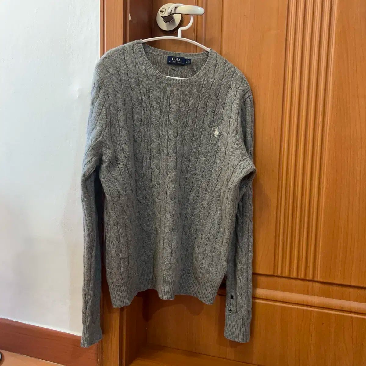 ポロ Ralph Lauren ラルフローレン レディース ヴィンテージ グレー ケーブル編み ニット L