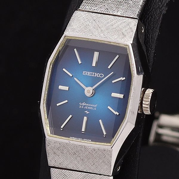 セイコー 手巻き1140-3190緑文字盤23石カットガラス レディース腕時計