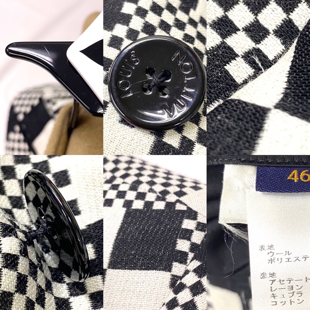 ルイヴィトン ジャケット メンズ ジャケットウィズ・ドッグパペット HKJ91EZVL ダミエパターン 犬 アパレル 服 アウター LOUIS VUITTON 46 ブラック 黒 ホワイト 白 ウール  ポリエステル   定番【中古品】