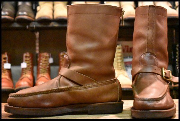 Russell Moccasin Co. モカシンブーツ 10.5 ベージュ 7.5EE 良品 白タグ】RUSSELL MOCCASIN ラッセルモカシン