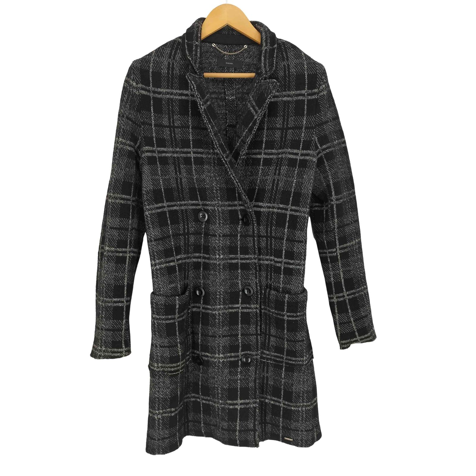 DIESEL チェック柄 ウールコート DIESEL ディーゼル ブラック×イエロー W-STAL-FL チェック