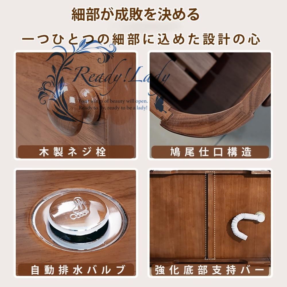 木製浴槽 実用品 伝統的な木製浴槽 大人用 折りたたみ式 無垢材浴槽 お風呂成人バケツ 美容院サウナ 家庭用湯桶 バスバレル 風呂桶 バスタブ 長さ1M-1.4M 140*59*60cm HRDEVELOPMENT_JP