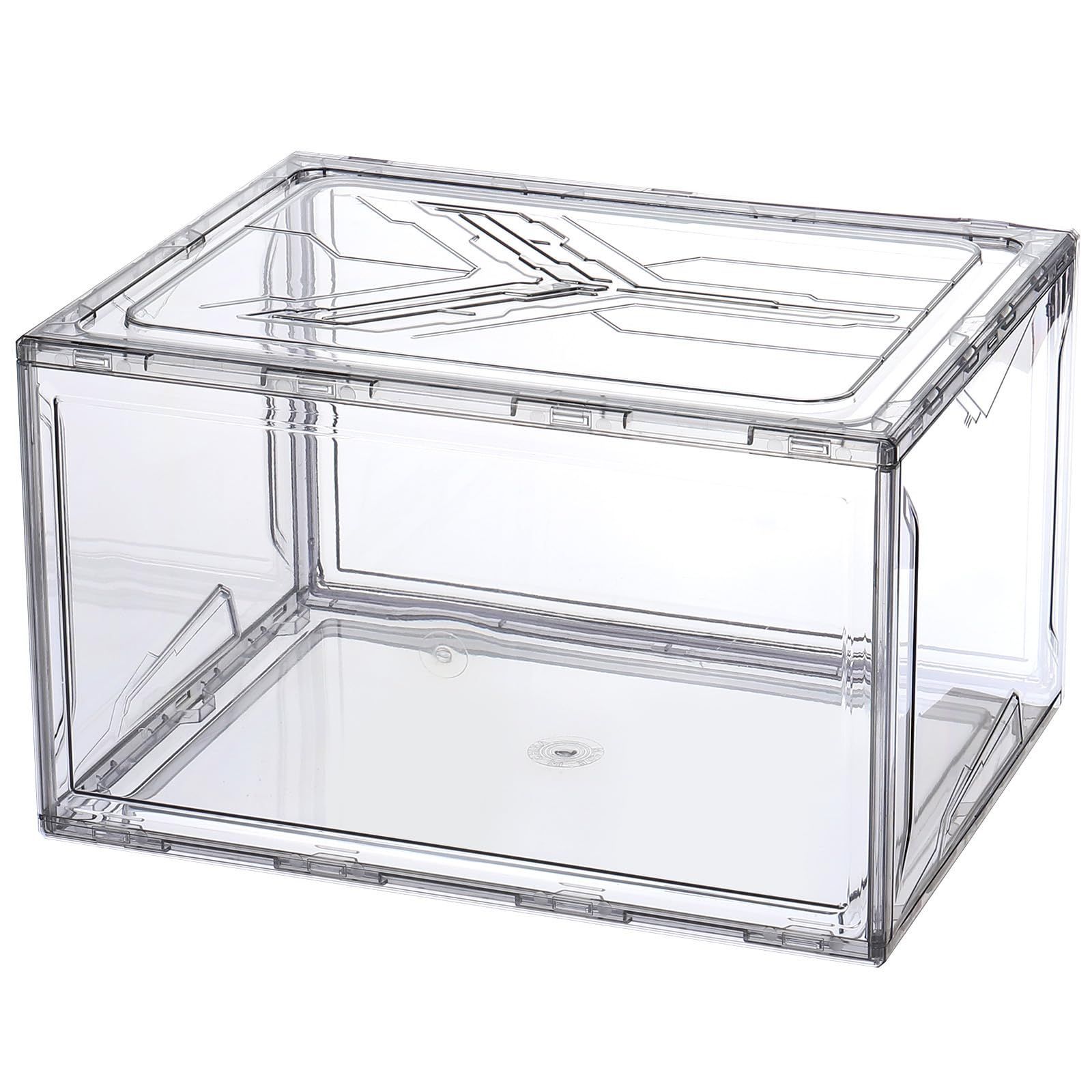 新着商品 ショーケース マグネット式サイドドアオープン PP半透明グレー スタック 14.17x10.63x8.66 2個セットのPMMAシューズディスプレイケース クローゼット用シューズ収納オーガナイザーボックス uxcell
