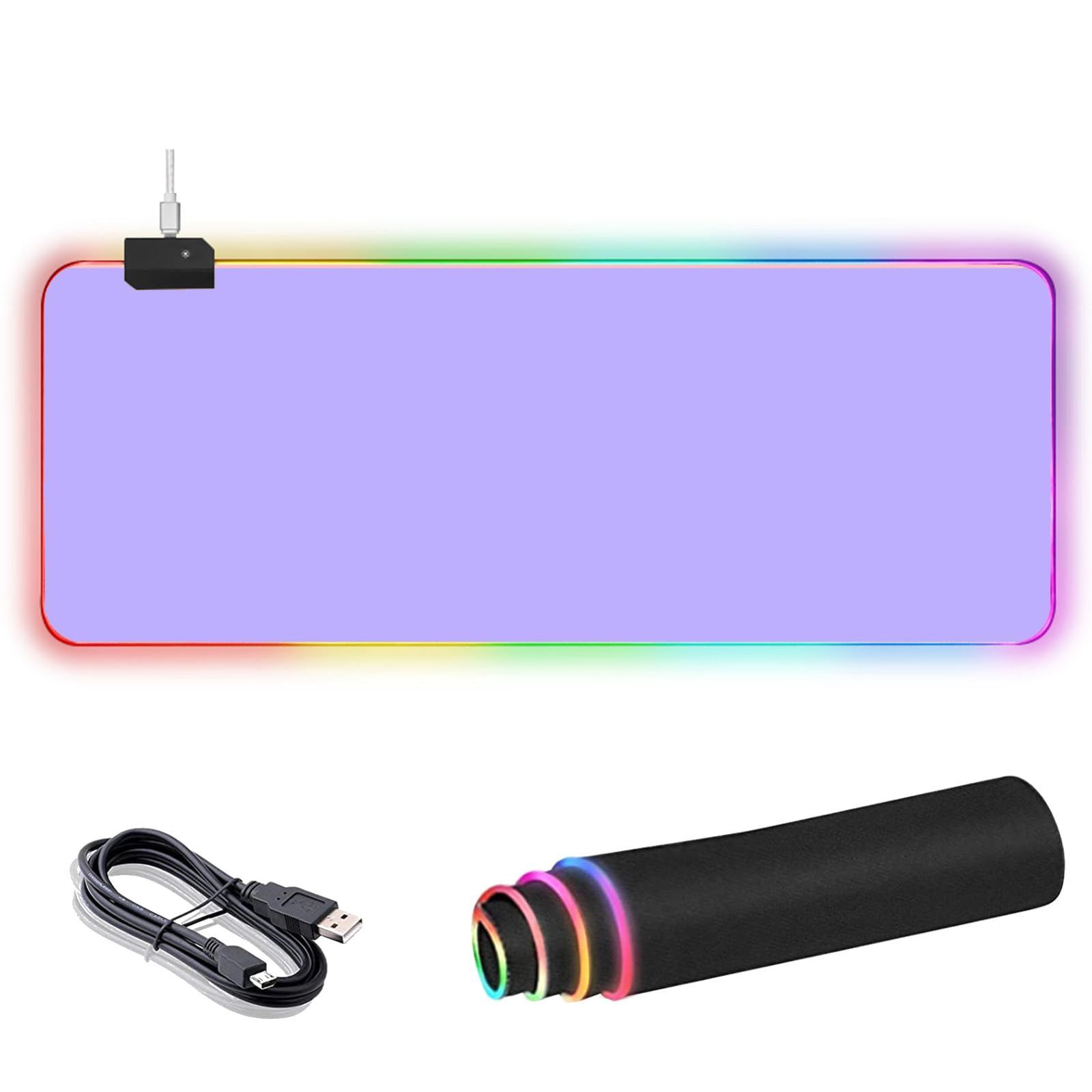【人気商品】大型マウスパッド ゲーミング マウスパッド LED AJAZZ 発光 14RGBモード 7色の発光色 滑り止め 800*300*4mm (紫)