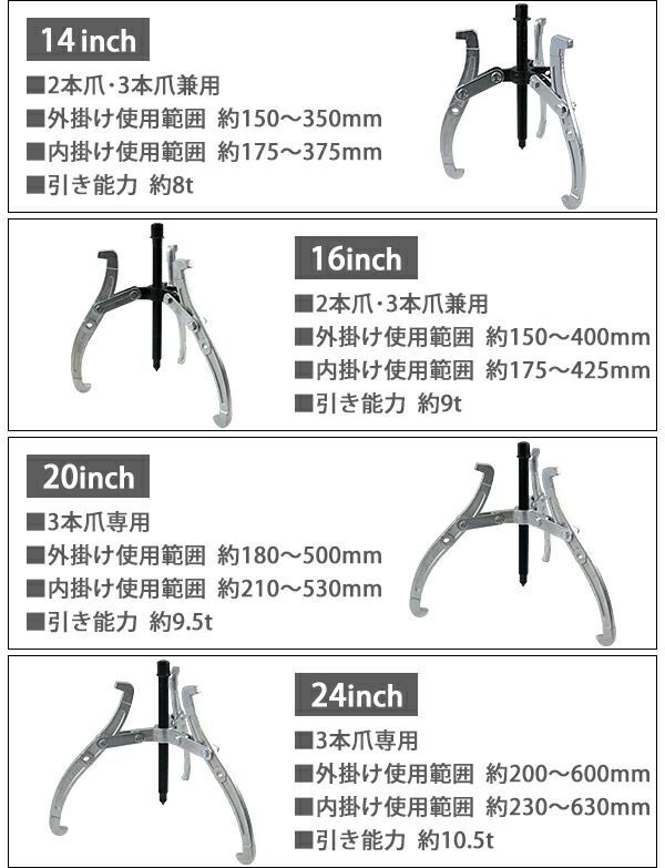 手動式 ギアプーラー 12インチ 外掛け対応外径 約120～300mm 3本爪 2本爪 兼用 ギアプーリー プーリー抜き 内掛け 外掛け 3本爪プーラー  2本爪プーラー ベアリングプーラー ベアリング ギア ギヤ プー g-puller-m01-12inch - メルカリ