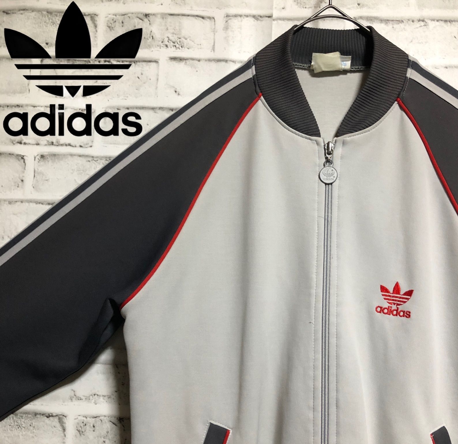 80s⭐️adidas トラックジャケット⁄ジャージ L 刺繍トレファイル 
