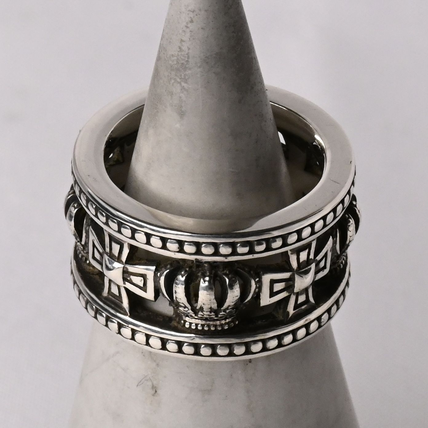 交渉OK】【送料無料】ジャスティンデイビス クラウン&クロス バンド リング シルバー925 JUSTIN DAVIS 本物 ジャスティンデイビス　srj175 20号　指輪　リング