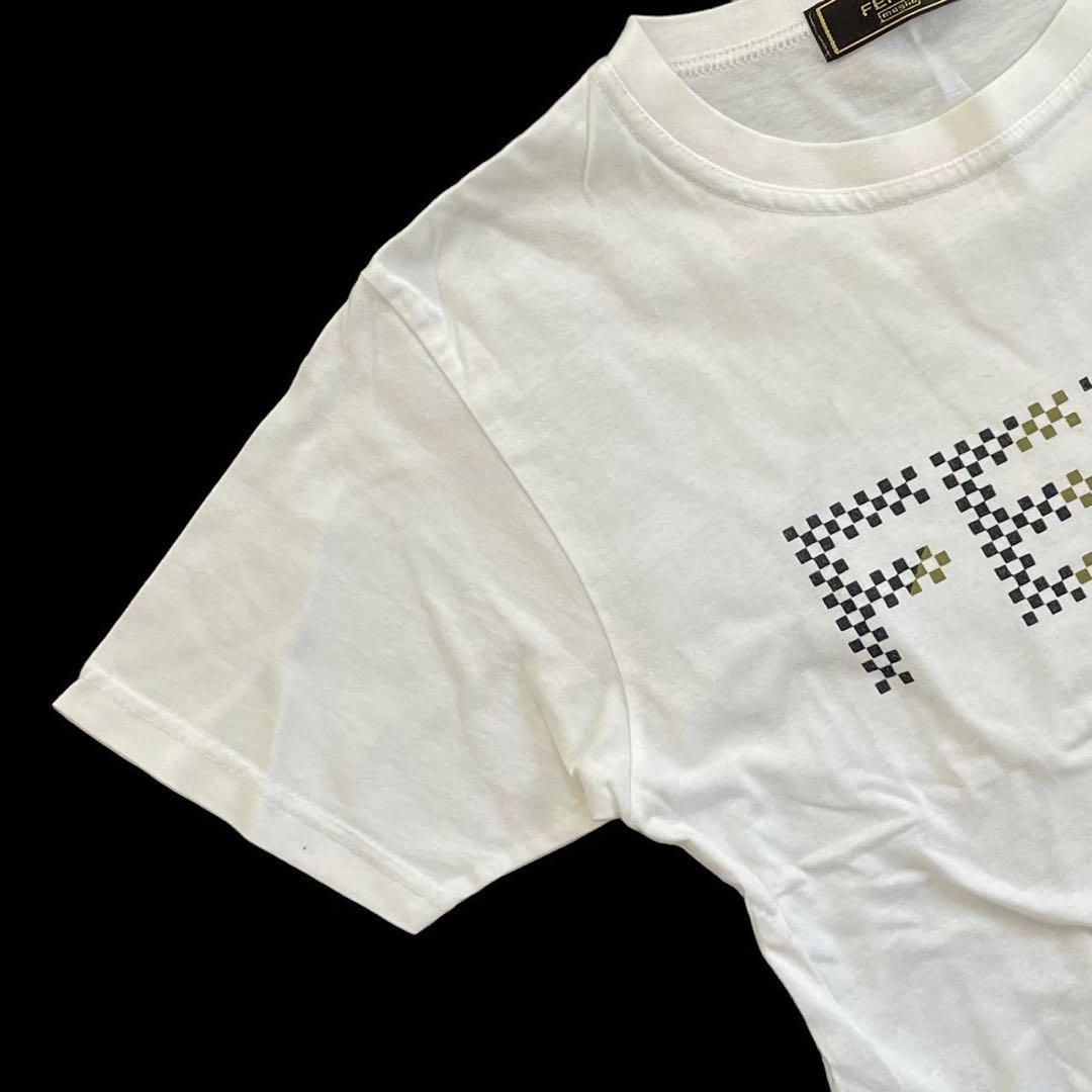 フェンディ ロゴ入り半袖Tシャツ 白 綿 レディース サイズ記載なしM 