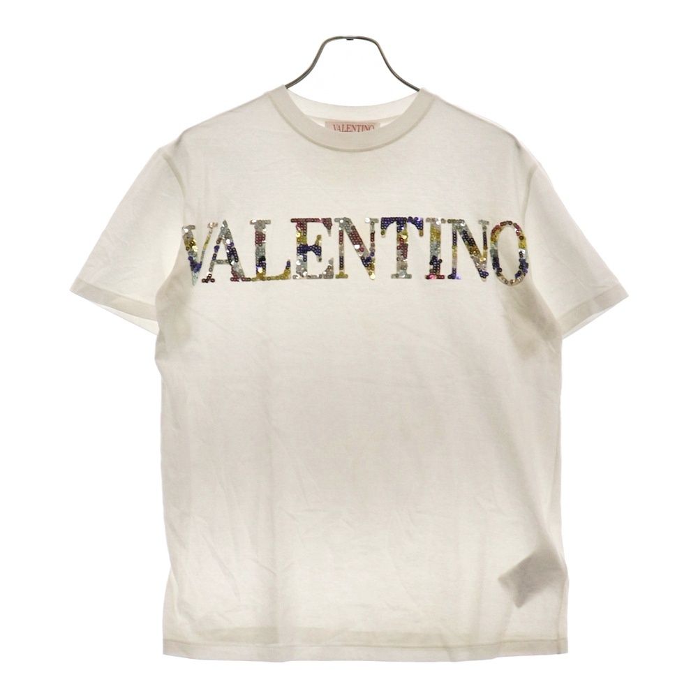 VALENTINO (ヴァレンチノ) 22SS スパンコールロゴ半袖Tシャツ ホワイト 