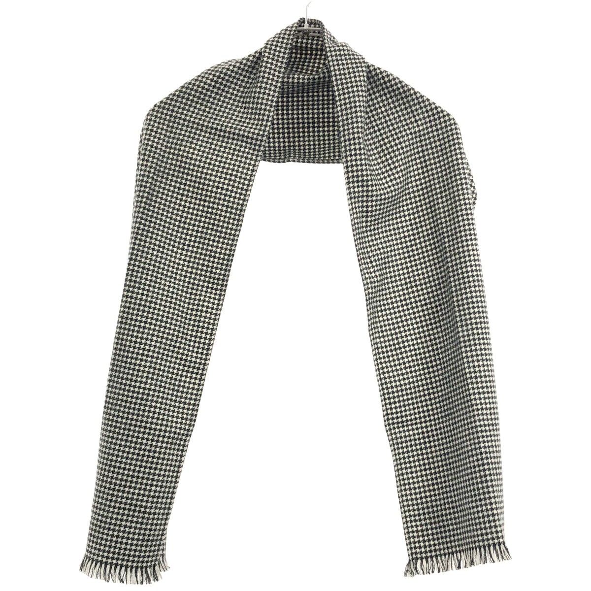 Johnstons ジョンストンズ 千鳥格子カシミヤマフラー ブラック