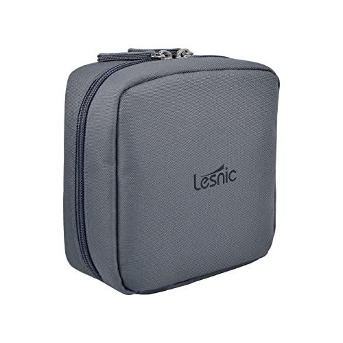 ダークグレー LESNIC 化粧ポーチ 小さめ メイクポーチ 持ち運び コスメポーチ 縦型 自立 化粧品ポーチ 撥水加工 コンパクト 化粧 ポーチ レディース メンズ スクエアポーチ 仕分け ポケット 旅行 出張 バッグインバッグ (ダークグレー)